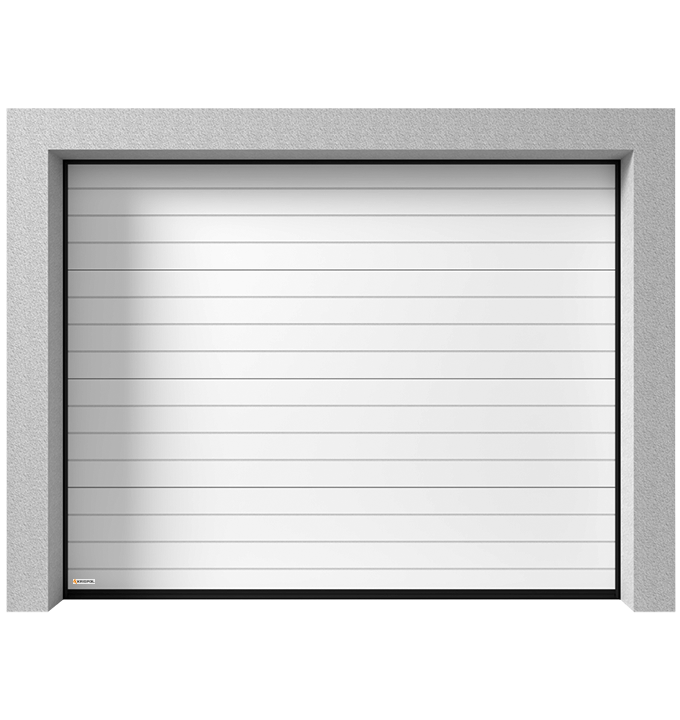 garageport-takskjutport-smalpanel-K2-RC Krispol takskjutport för garage med smala paneler, modell K2 RC